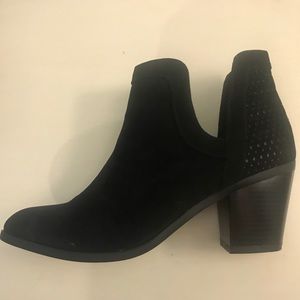 Suede booties with perforated back detail